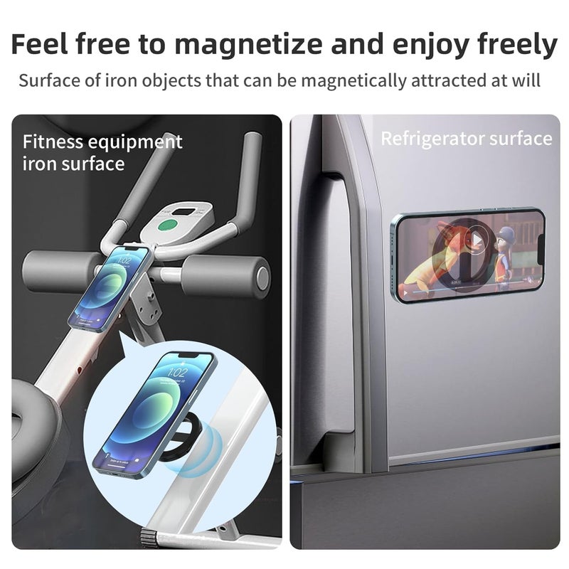 FKU Dual Strong Magnet Phone Holder for Car,Gym,Metal Surface Compatible with iPhone 15 14 13 12 Pro Plus Max Mag-Safe Case (Dual Magnetic Phone Holder for Car Gym) - Image 3