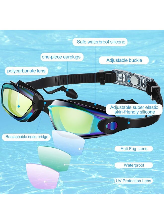 Flutesan 2 Pcs Swimming Goggles No Leaking Anti Fog UV Protection Swim Goggles with Nose Clips Ear Plugs for Summer Adult Men Women Youth (Gray) - Image 2