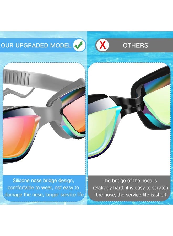 Flutesan 2 Pcs Swimming Goggles No Leaking Anti Fog UV Protection Swim Goggles with Nose Clips Ear Plugs for Summer Adult Men Women Youth (Gray) - Image 4