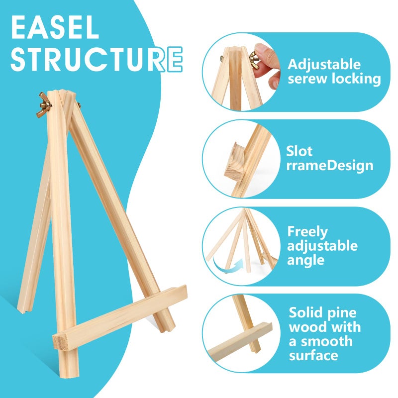 ESRICH 5 Pack 9In Wood Easels,Tabletop Painting Display Easels, Painting Party Easel, Kids Student Tabletop Easels for Painting,Portable Canvas Photo Picture Sign Holder - Image 3