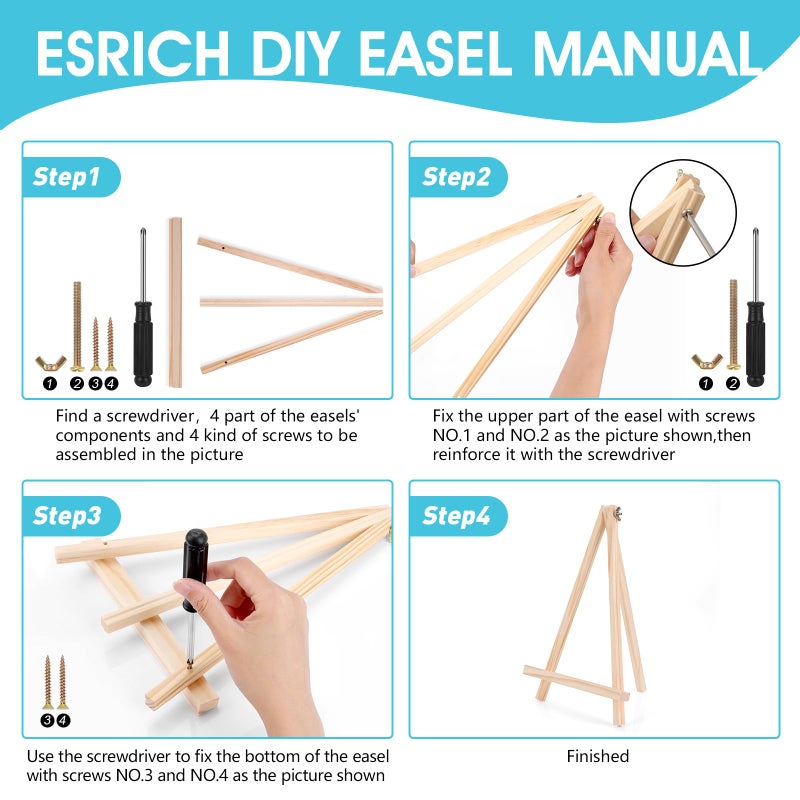 ESRICH 5 Pack 9In Wood Easels,Tabletop Painting Display Easels, Painting Party Easel, Kids Student Tabletop Easels for Painting,Portable Canvas Photo Picture Sign Holder - Image 5