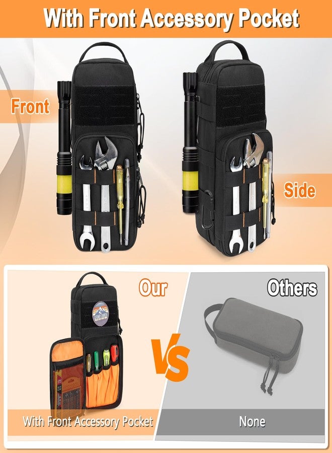 Rexmica Heavy Duty Small Tool Bag Storage with 2 Zipper Pouches, Multi-functional Tactical Molle Tool Organizer Case with Locking Carabiner for Camping, Road Trip, Electricians, EDC, Multimeter Case - Image 4