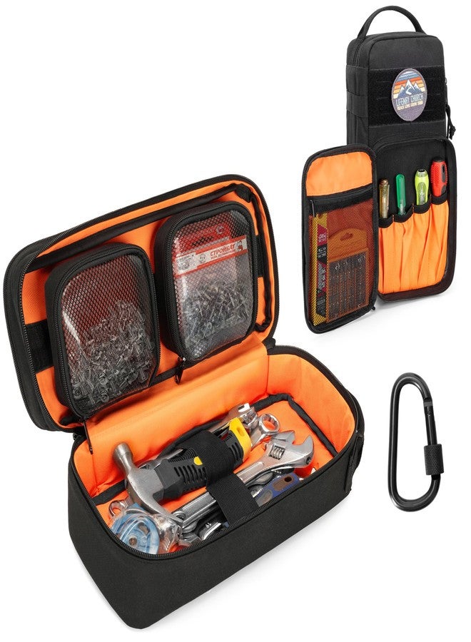 Rexmica Heavy Duty Small Tool Bag Storage with 2 Zipper Pouches, Multi-functional Tactical Molle Tool Organizer Case with Locking Carabiner for Camping, Road Trip, Electricians, EDC, Multimeter Case - Image 1