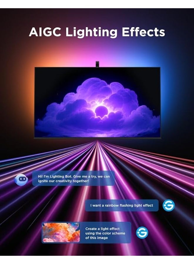 Govee RGBWIC TV Backlight 3 Lite with Fish-Eye Correction Function Sync for 32-Inch TVs, 1.8m Wifi TV LED Strip with Camera, 4 Colors in 1 Lamp Bead, Voice and App Control - Image 3