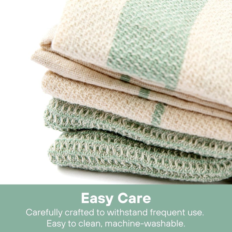 MEEMA Kitchen Towels and Dishcloths Sets of 4  Large 20 x 28 Inch  Upcycled Cotton Tea Towel  Super Absorbent Cotton Dish Towels for Kitchen  Sage Green Stripes  Hand Towels - Image 3