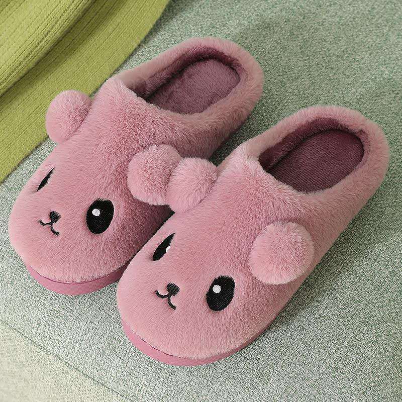 Clearance Special Autumn and Winter Cotton Slippers Womens Cartoon Cute Childrens Parent-Child Non-Slip Warm Mao Mao Slippers for Home Purple 