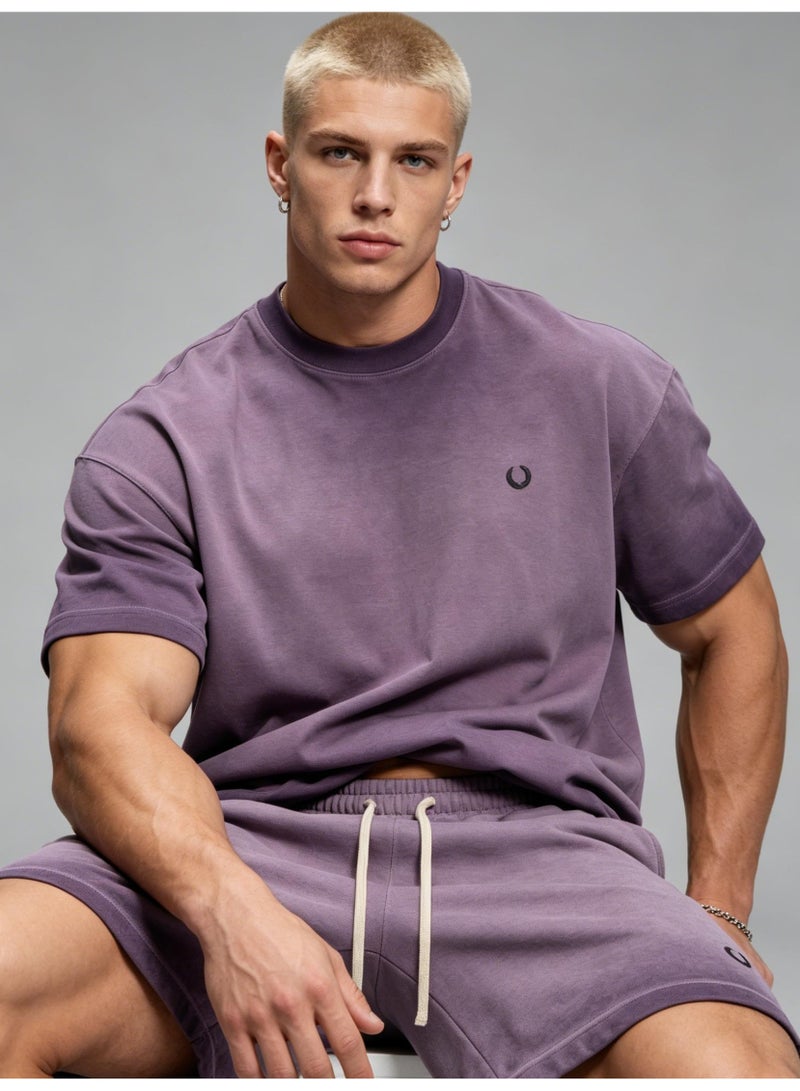 فريد بيري FRED PERRY three-dimensional LOGO for men and women is vintage washed to make an old casual suit, with loose short-sleeved T-shirts and casual shorts. - Image 4