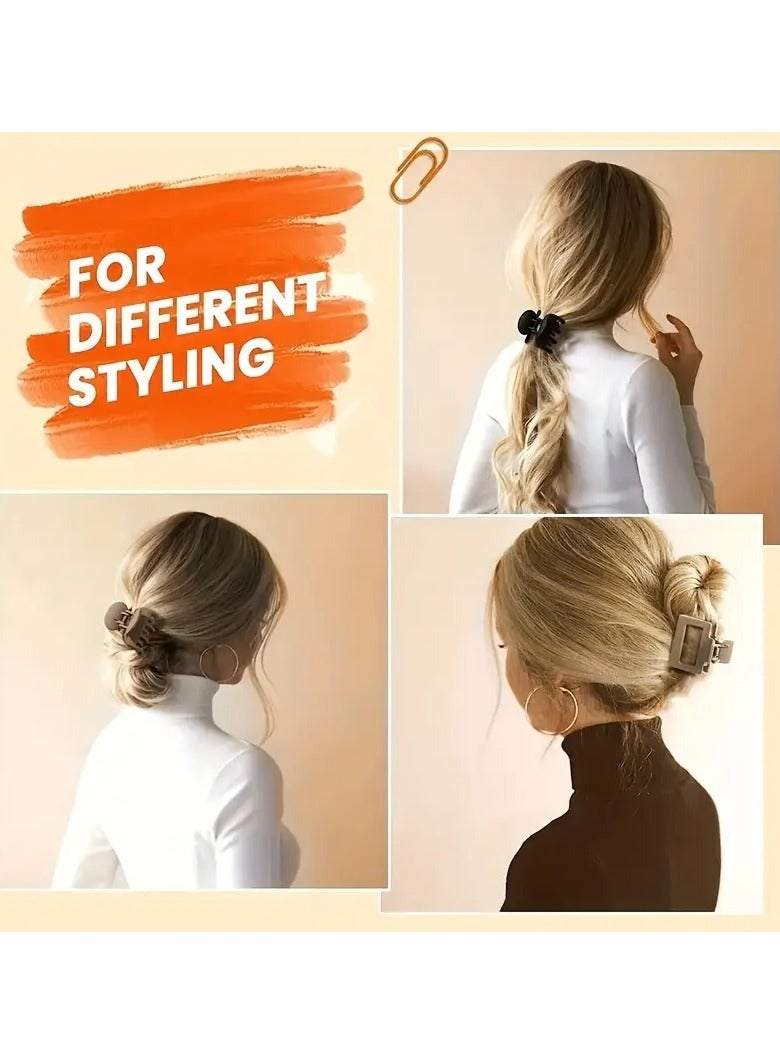 Goolsky 8 قطع مشابك شعر متوسطة للنساء، مشابك شعر مستطيلة غير لامعة أو بأسنان مزدوجة للشعر الرقيق/المتوسط، مشابك فك غير قابلة للانزلاق - Image 3