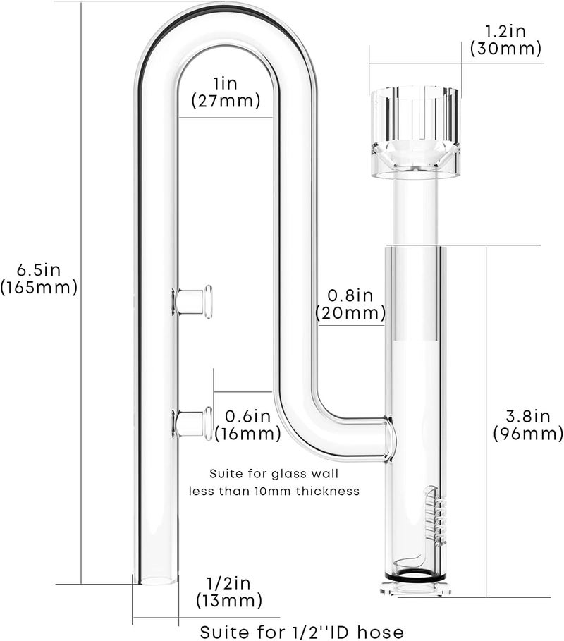 Fzone Aquarium Glass Mini Skimmer Lily Inflow and Outflow Sets for Mini Nano Tanks Filter Pipes(for 1/2inch Tubing) - Image 4