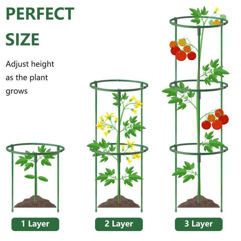 SIBRANT 12Packs Plant Support Stakes Half Round Plant Stakes for Indoor Plants, Stackable 3 Tier Garden Flower Support, Plant Cages for Tomato,Monstera, Peony, Hydrangea, Climbing Plants - Image 2