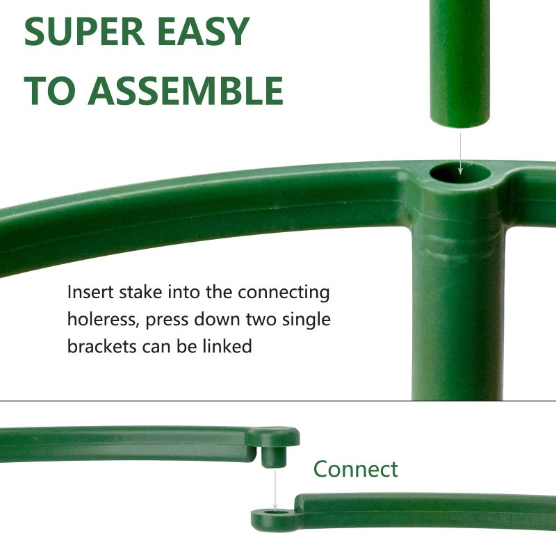 SIBRANT 12Packs Plant Support Stakes Half Round Plant Stakes for Indoor Plants, Stackable 3 Tier Garden Flower Support, Plant Cages for Tomato,Monstera, Peony, Hydrangea, Climbing Plants - Image 4