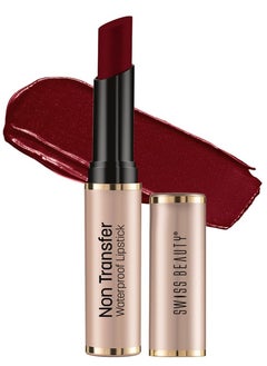 Swiss Beauty Swiss Beauty Non Transfer Waterproof Lipstick with Jojoba Seed Oil  Matte Finish  Long Lasting Highly Pigmented Shade   Red 3gm  - Image 1