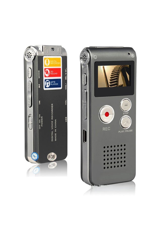 مسجل صوت رقمي 8G/16G، تسجيل ذكي، مشغل MP3، مسجل وظيفة خارجية، التجارة الإلكترونية، اللون: فضي، السعة: 8 جيجابايت - Image 3