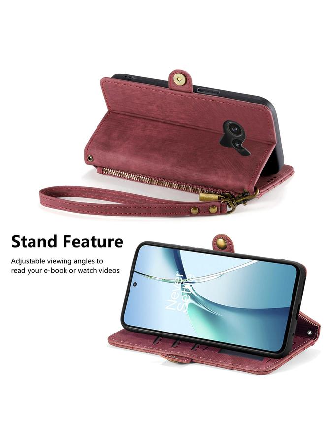 S-TOP Case For Nothing Phone 2a Plus Geometric Zipper Wallet Side Buckle Leather Phone Case - Image 4