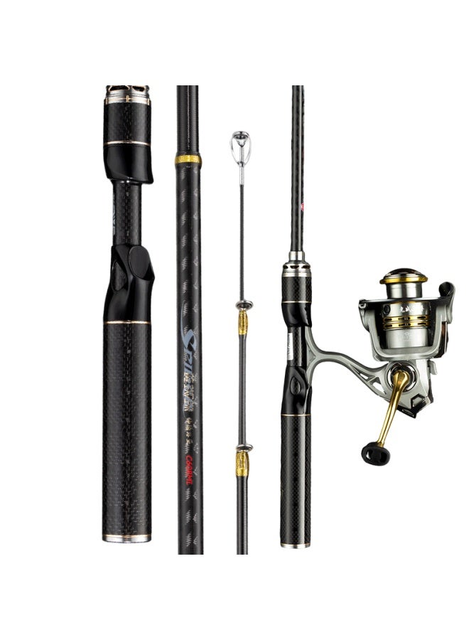Gw 1.5m Ul Yellow Spider Telescopic Rod Set Ultra-short Section Portable Fishing Rod Micro Rod