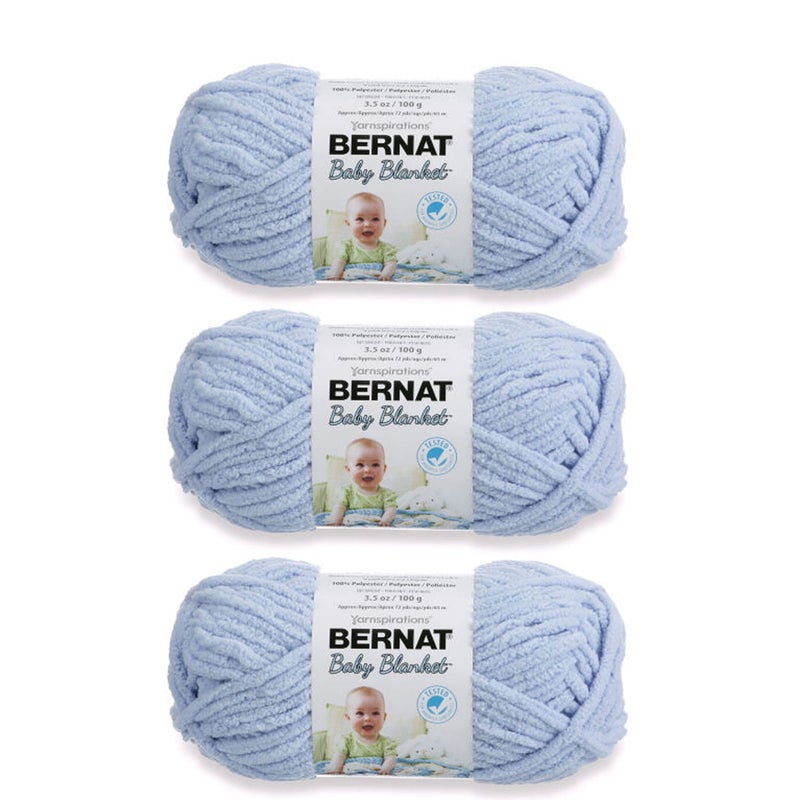 Bernat Baby Blanket Baby Blue Yarn - 3 Pack of 100g/3.5oz - Polyester - 6 Super Bulky - 72 Yards - Knitting/Crochet - Image 1