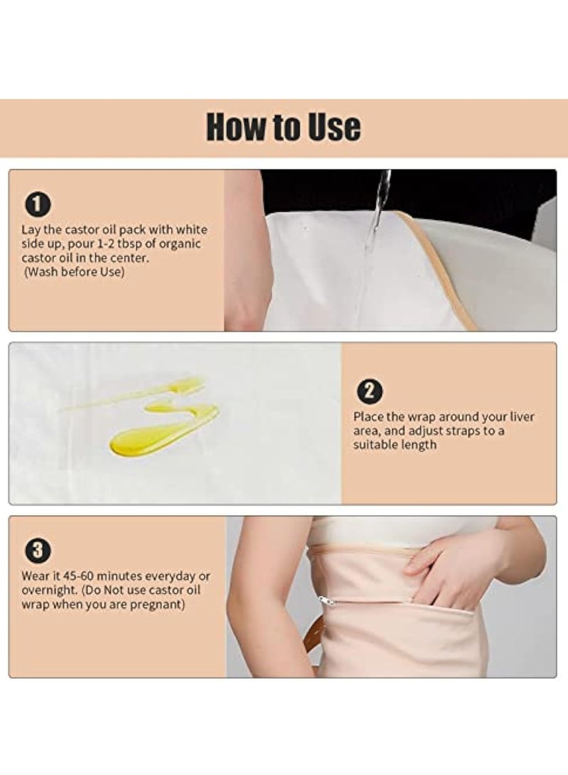 عربست 2 عبوة من لفائف زيت الخروع القابلة لإعادة الاستخدام - لفائف الخصر والرقبة القابلة للتعديل للتخلص من سموم الكبد ودعم الغدة الدرقية وتخفيف الالتهابات (خاكي، الزيت غير متضمن) - Image 5