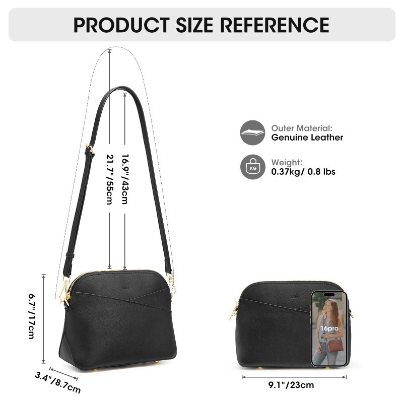 Kattee Small Leather Crossbody Bags for Women, Trendy Purses Handbags Shoulder Bag, Saffiano Leather Cross Body Bag for Woman Black - Image 4
