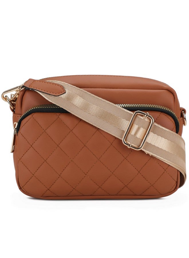 K London حقيبة ك لندن تان لون للنساء مع حقيبة صغيرة - حقيبة جلدية مزيفة للسيدات - حقائب سفر للبنات مع حزام قابل للتعديل - حقيبة كتف أنيقة للنساء - Image 1