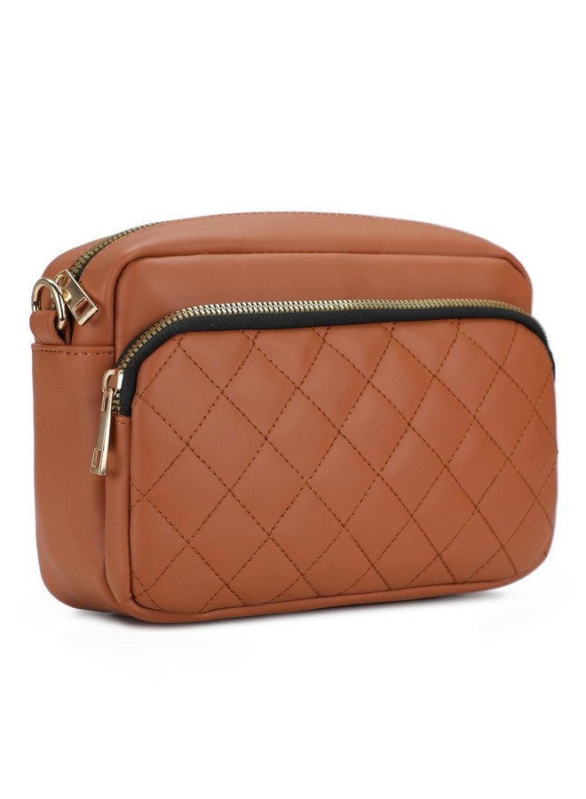 K London حقيبة ك لندن تان لون للنساء مع حقيبة صغيرة - حقيبة جلدية مزيفة للسيدات - حقائب سفر للبنات مع حزام قابل للتعديل - حقيبة كتف أنيقة للنساء - Image 3