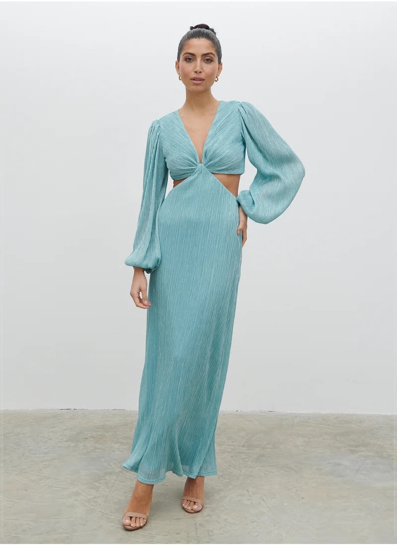 بريتي لافيش Zaya Plisse Metallic Maxi Dress