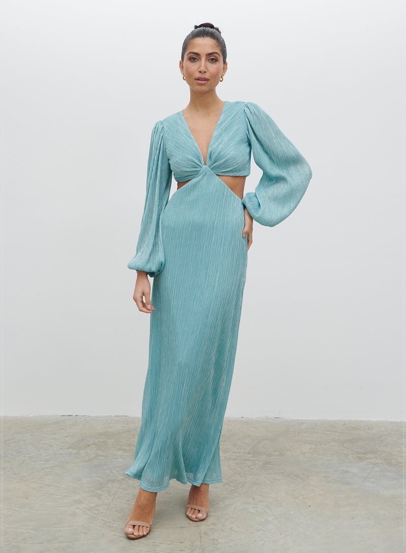 PRETTY LAVISH Zaya Plisse Metallic Maxi Dress  - Image 1