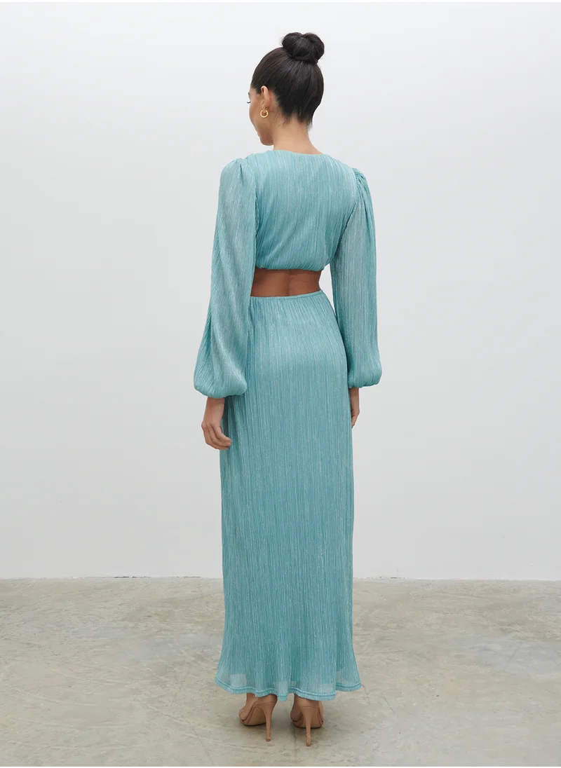 بريتي لافيش Zaya Plisse Metallic Maxi Dress