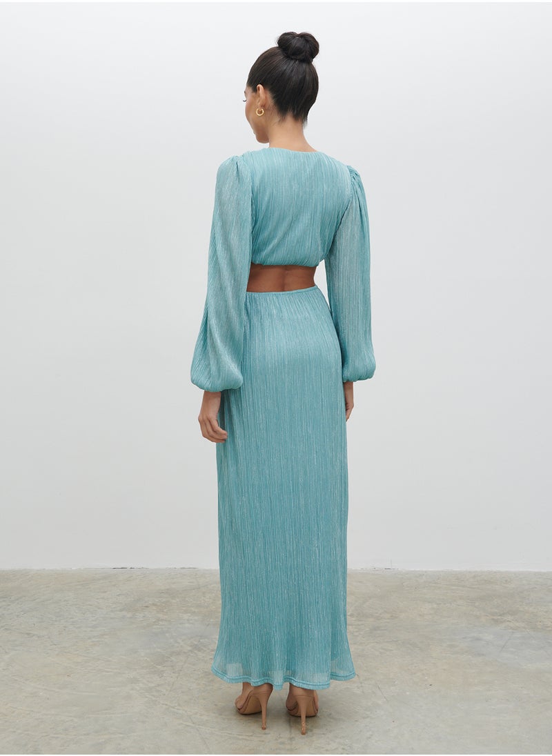 PRETTY LAVISH Zaya Plisse Metallic Maxi Dress  - Image 2