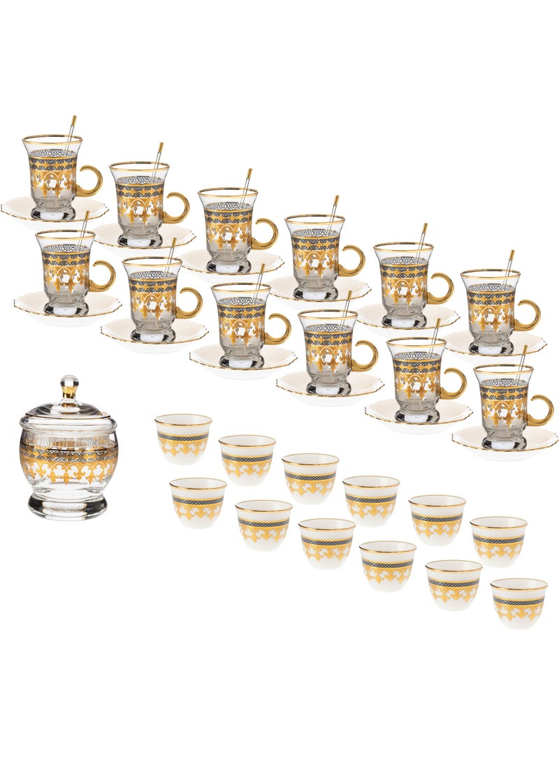 byblos Gold Crystal Tea And Coffee Set 50 Pieces Black And Gold Decoration - Image 1