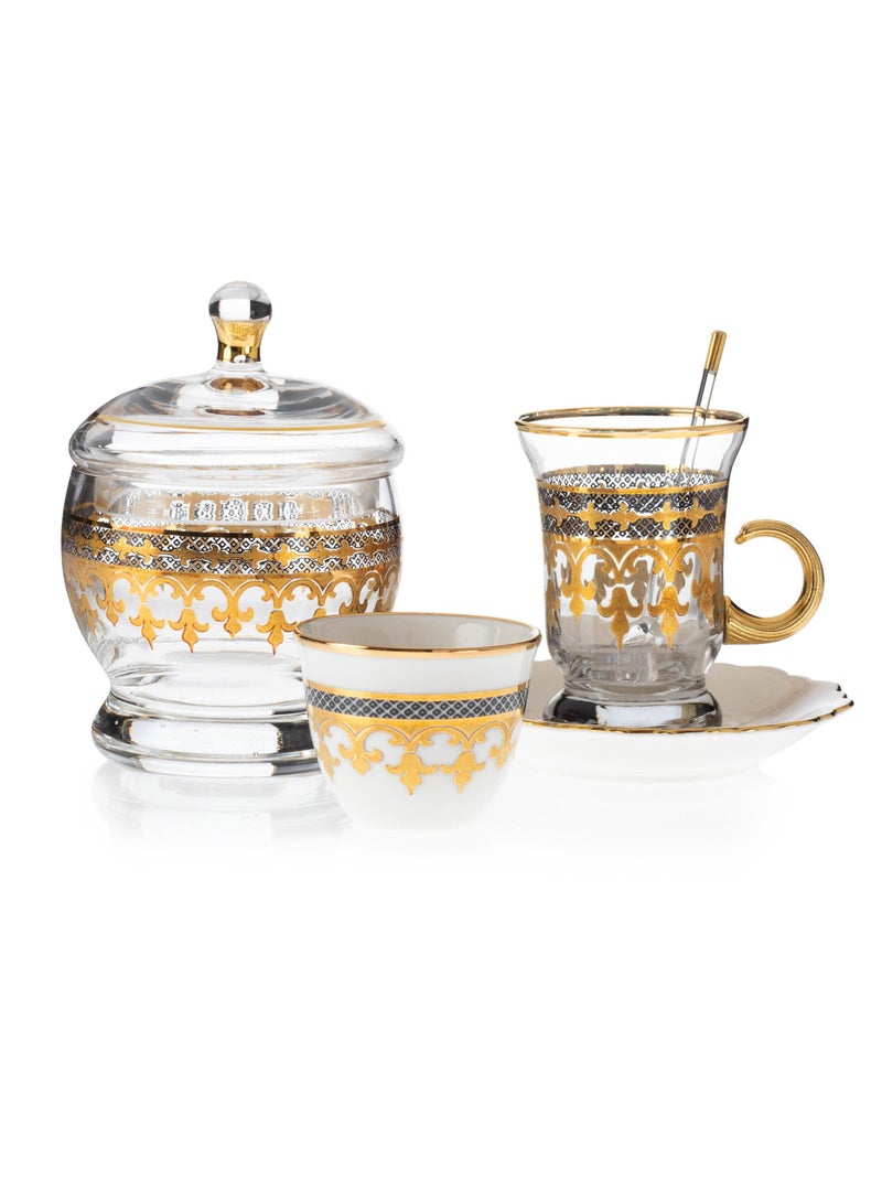 byblos Gold Crystal Tea And Coffee Set 50 Pieces Black And Gold Decoration - Image 2