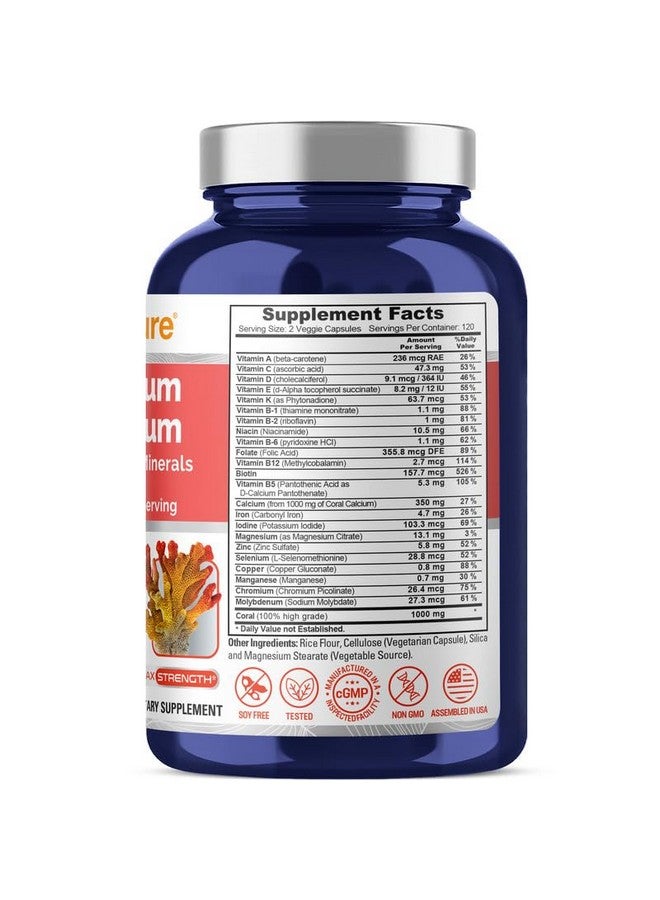 NusaPure Coral Calcium 1000 mg - 240 Caps (Non-GMO & Soy Free) - Image 2