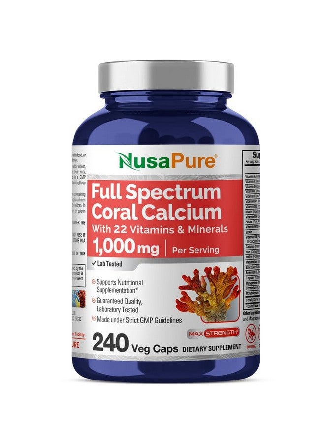NusaPure Coral Calcium 1000 mg - 240 Caps (Non-GMO & Soy Free) - Image 1