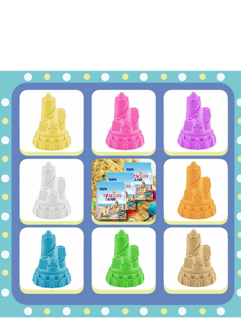 DMG TECH 1KG Play Sand, 6 Pcs Molds, Shape does not scatter, more delicate, does not stick to the hand, Kid's Non Toxic Soft Playsand, Moulding and Creating for Kids Indoors, Outdoors Activity (Sand) - Image 4