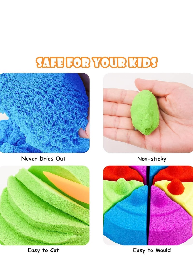 DMG TECH 1KG Play Sand, 6 Pcs Molds, Shape does not scatter, more delicate, does not stick to the hand, Kid's Non Toxic Soft Playsand, Moulding and Creating for Kids Indoors, Outdoors Activity (Sand) - Image 5