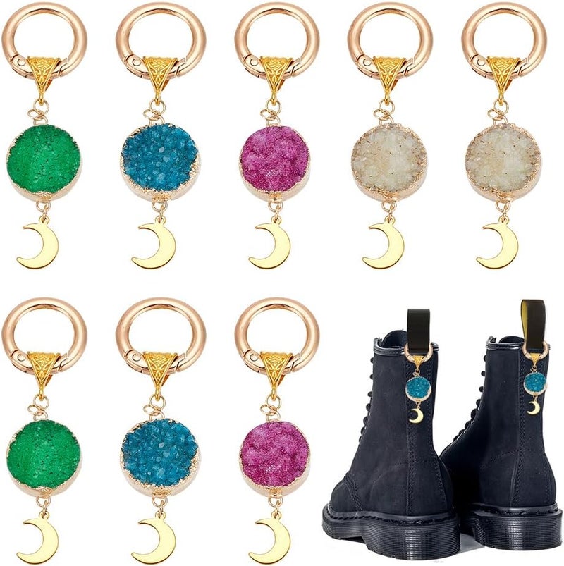 All environment compatible NBEADS 8 Pcs Moon Gemstone Shoe Charms, 4 Colors Druzy Agate Pendant Shoe Charms Moon Shape Shoe Charms with Ring for Birthday Gift Christmas Ornaments Shoe Decor Elegant practical multi-option build Durability boost selected material Compact trendy practical build Balanced weight Trendy widespread design Precision processed material Multi-purpose Heat resistant design Famous in Saudi local markets Easy for adults & kids Strategic warehouse site Gulf climate tested upgraded quality Shock rubber edge Easy to carry Space saving Fresh stock in Elegant design Fault optimized construction Rare find Well-engineered versatile build Customers' first choice Match Saudi living habits Instant order available stock Repeated detach compatible build - Image 1