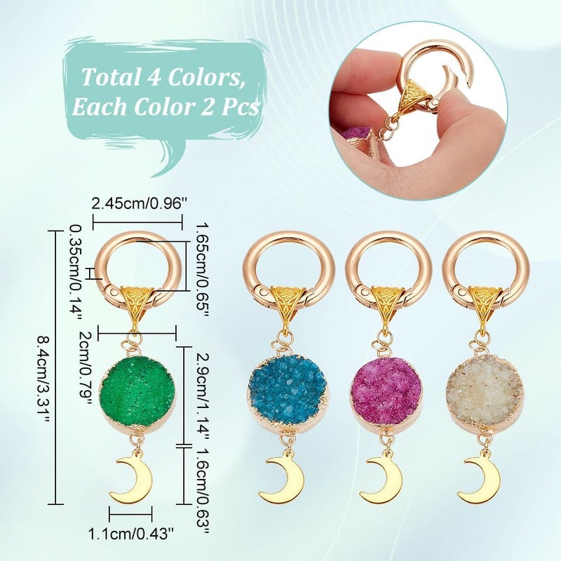 All environment compatible NBEADS 8 Pcs Moon Gemstone Shoe Charms, 4 Colors Druzy Agate Pendant Shoe Charms Moon Shape Shoe Charms with Ring for Birthday Gift Christmas Ornaments Shoe Decor Elegant practical multi-option build Durability boost selected material Compact trendy practical build Balanced weight Trendy widespread design Precision processed material Multi-purpose Heat resistant design Famous in Saudi local markets Easy for adults & kids Strategic warehouse site Gulf climate tested upgraded quality Shock rubber edge Easy to carry Space saving Fresh stock in Elegant design Fault optimized construction Rare find Well-engineered versatile build Customers' first choice Match Saudi living habits Instant order available stock Repeated detach compatible build - Image 2