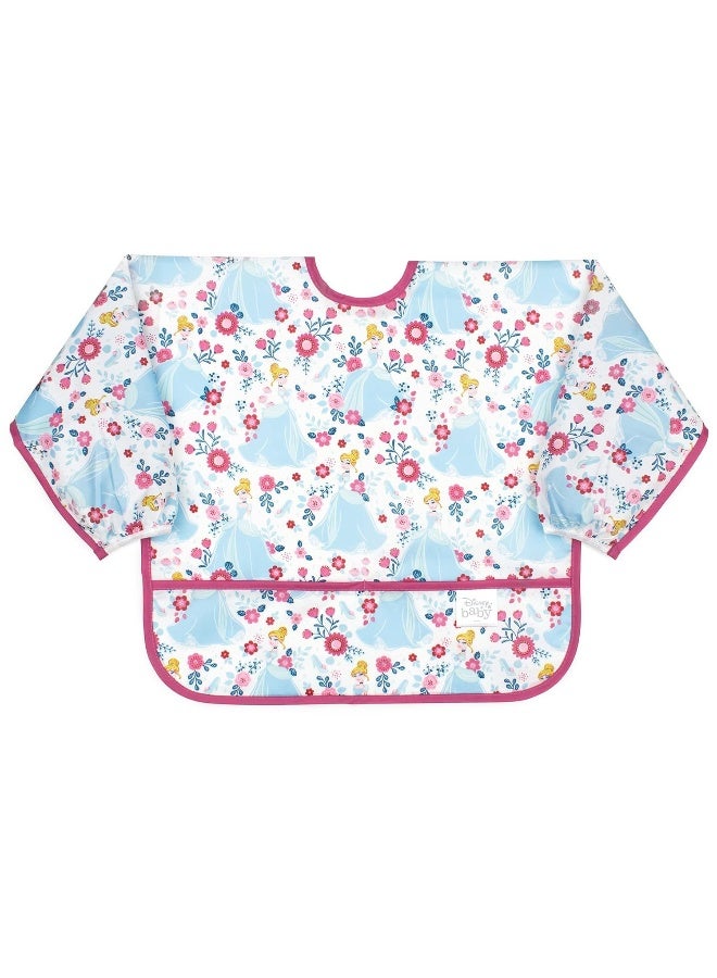 Bumkins Disney Bibs, Baby and Toddler Girls and Boys 6-24 Months, Long Sleeve, Essential Must Have for Eating, Feeding, Mess Saving Lightweight Waterproof Fabric Sleeved Smock, Cinderella - Image 1