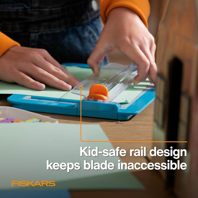 Fiskars Kids Junior Paper Trimmer â€“ Turquoise Safe and Easy Paper Cutter for Crafting and School Projects 7 x 11.5 Inches - Image 4