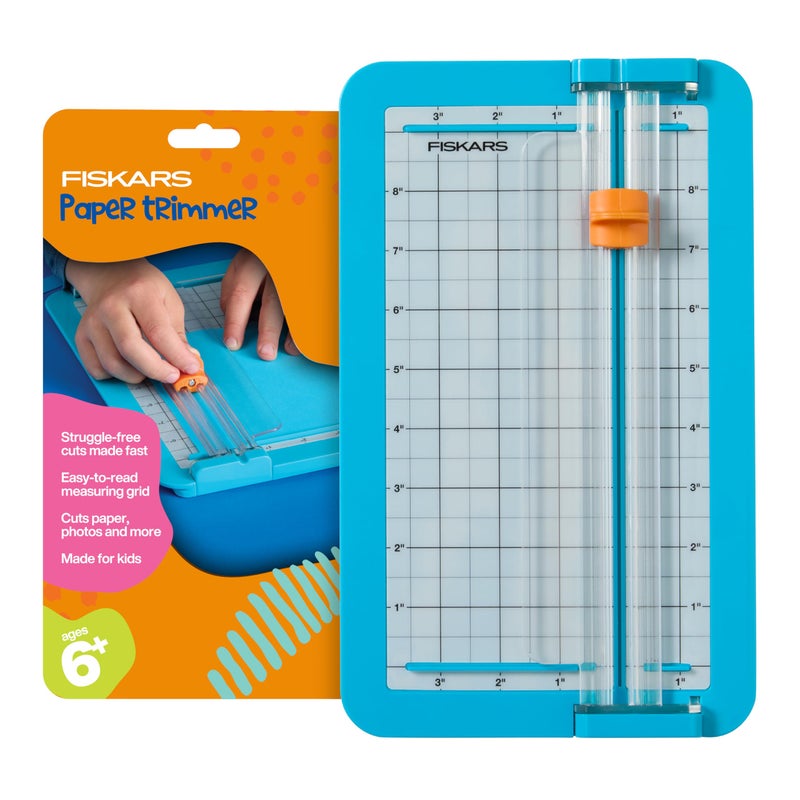 Fiskars Kids Junior Paper Trimmer â€“ Turquoise Safe and Easy Paper Cutter for Crafting and School Projects 7 x 11.5 Inches - Image 1