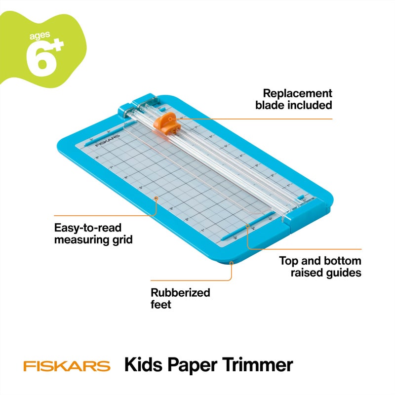 Fiskars Kids Junior Paper Trimmer â€“ Turquoise Safe and Easy Paper Cutter for Crafting and School Projects 7 x 11.5 Inches - Image 2