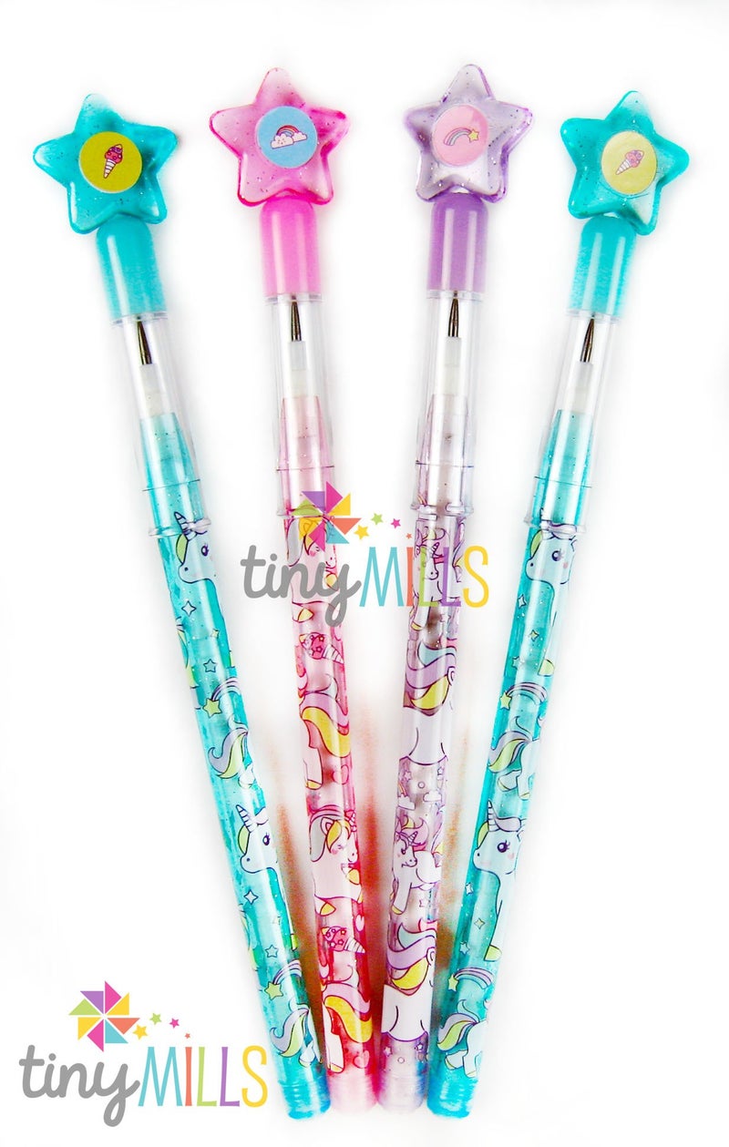 TINYMILLS 24 Pcs Unicorn Stackable Push Pencil Assortment with Eraser for Unicorn Pink Birthday Party Favor Prize Carnival Goodie Bag Stuffers Classroom Rewards Pinata Fillers - Image 3