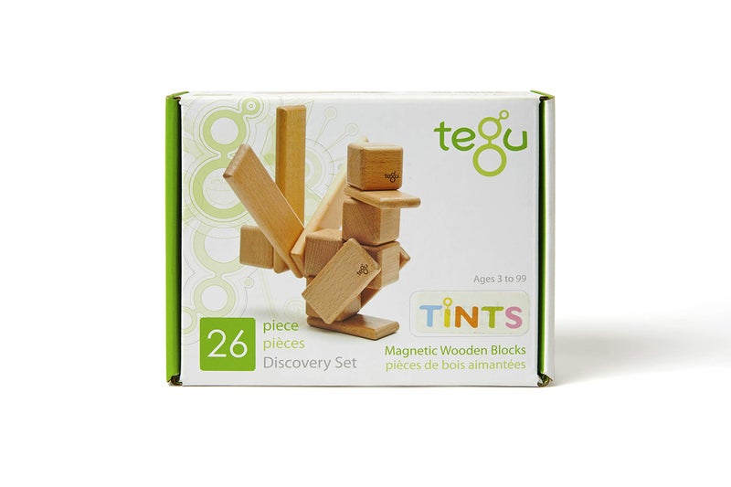 Tegu 26 Piece Tegu Discovery Magnetic Wooden Block Set,1-99 years old, Tints - Image 1