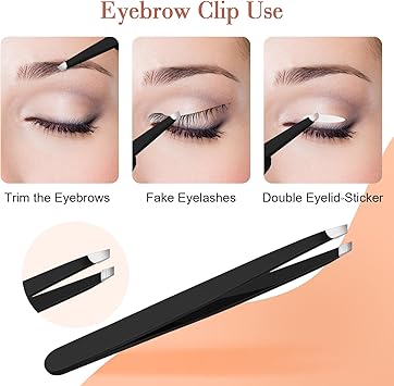 simarro 3 Pcs Eyelash Applicator Tool Set False Eyelashes Applicator Tool Remover Clip Professional Eyelashes Tweezers Curved Eyelash Eyebrow Curler for Beginners Makeup Artists Black - Image 3