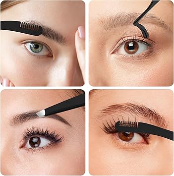 simarro 3 Pcs Eyelash Applicator Tool Set False Eyelashes Applicator Tool Remover Clip Professional Eyelashes Tweezers Curved Eyelash Eyebrow Curler for Beginners Makeup Artists Black - Image 5