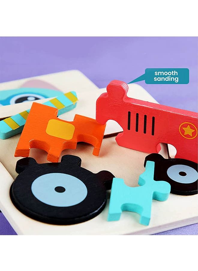 12 Pack Wooden Puzzles Toddler Toys for Kids 1-3 Years Old, Jigsaw Puzzles Learning Toys for Boys and Girls, Montessori Toys Color Shapes Early Learning Educational Gift