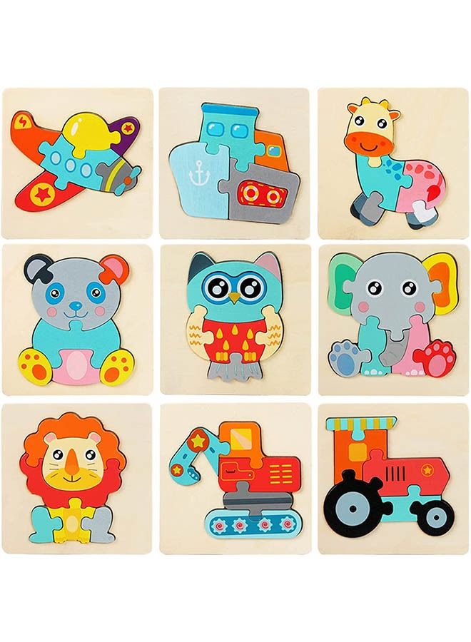 12 Pack Wooden Puzzles Toddler Toys for Kids 1-3 Years Old, Jigsaw Puzzles Learning Toys for Boys and Girls, Montessori Toys Color Shapes Early Learning Educational Gift