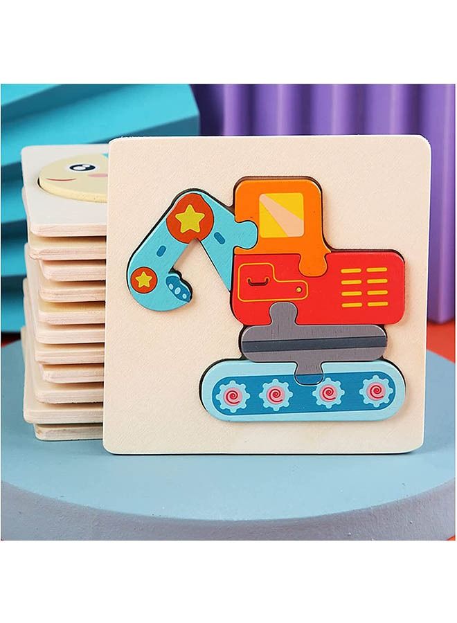 12 Pack Wooden Puzzles Toddler Toys for Kids 1-3 Years Old, Jigsaw Puzzles Learning Toys for Boys and Girls, Montessori Toys Color Shapes Early Learning Educational Gift