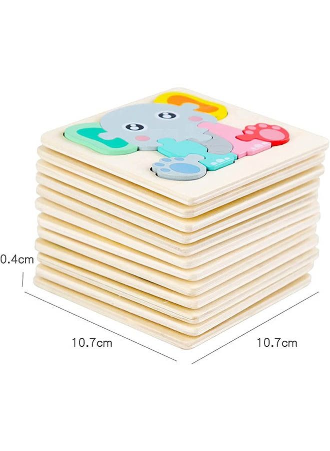 12 Pack Wooden Puzzles Toddler Toys for Kids 1-3 Years Old, Jigsaw Puzzles Learning Toys for Boys and Girls, Montessori Toys Color Shapes Early Learning Educational Gift