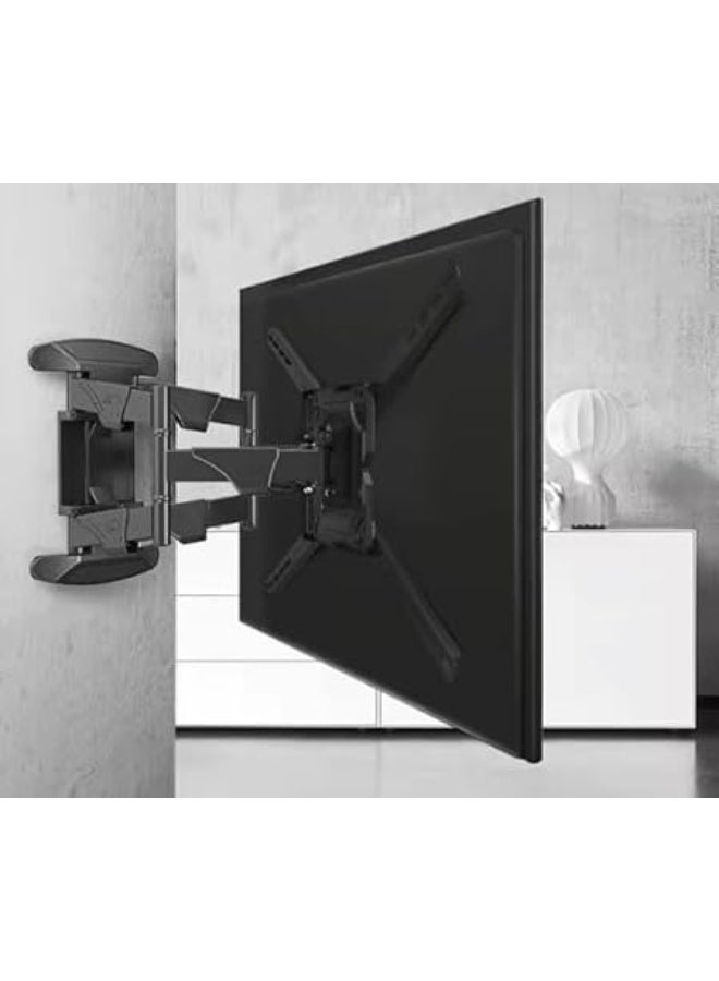 60 Inch Dual Arm Movable Wall Mount - Supports up to 36kg - Compatible with Curved & Flat LED/LCD/4K TVs - 50° to 80° Swivel - Image 1