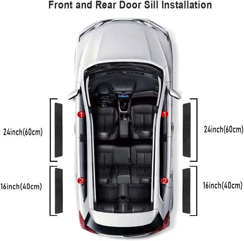MULZI Car Door Sill Carbon Fiber Wrap PPF Film Anti Scratch Guard Protector Stickers Compatible for Scorpio, XUV 300/400/ 500/700/ 3XO/ 7XO, Bolero, Marazzo, KUV 100, Xylo, XES 9S, BE6, BE9 - Image 4